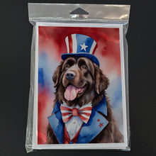 Load image into Gallery viewer, Newfoundland Patriotic American Greeting Cards - Blank Note Cards – 8-Pack of Artist-Designed Cards with Envelopes
