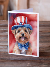 Load image into Gallery viewer, Norfolk Terrier Patriotic American Greeting Cards - Blank Note Cards – 8-Pack of Artist-Designed Cards with Envelopes