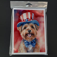Load image into Gallery viewer, Norfolk Terrier Patriotic American Greeting Cards - Blank Note Cards – 8-Pack of Artist-Designed Cards with Envelopes