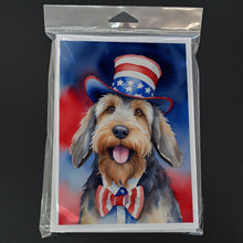 Load image into Gallery viewer, Otterhound Patriotic American Greeting Cards - Blank Note Cards – 8-Pack of Artist-Designed Cards with Envelopes