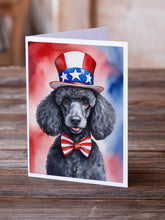 Load image into Gallery viewer, Black Poodle Patriotic American Greeting Cards - Blank Note Cards – 8-Pack of Artist-Designed Cards with Envelopes