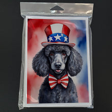 Load image into Gallery viewer, Black Poodle Patriotic American Greeting Cards - Blank Note Cards – 8-Pack of Artist-Designed Cards with Envelopes