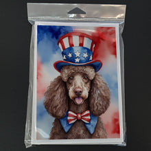 Load image into Gallery viewer, Poodle Patriotic American Greeting Cards - Blank Note Cards – 8-Pack of Artist-Designed Cards with Envelopes