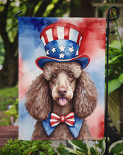 Load image into Gallery viewer, Poodle Patriotic American Garden Flag – Dog in Uncle Sam Hat | Red, White &amp; Blue Outdoor Decor