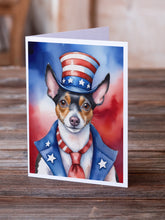 Load image into Gallery viewer, Rat Terrier Patriotic American Greeting Cards - Blank Note Cards – 8-Pack of Artist-Designed Cards with Envelopes