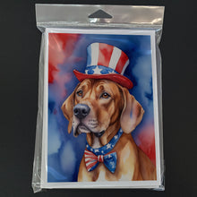 Load image into Gallery viewer, Rhodesian Ridgeback Patriotic American Greeting Cards - Blank Note Cards – 8-Pack of Artist-Designed Cards with Envelopes