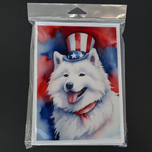 Load image into Gallery viewer, Samoyed Patriotic American Greeting Cards - Blank Note Cards – 8-Pack of Artist-Designed Cards with Envelopes