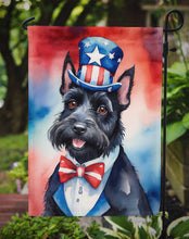 Load image into Gallery viewer, Scottish Terrier Patriotic American Garden Flag – Dog in Uncle Sam Hat | Red, White &amp; Blue Outdoor Decor