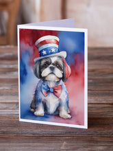 Load image into Gallery viewer, Shih Tzu Patriotic American Greeting Cards - Blank Note Cards – 8-Pack of Artist-Designed Cards with Envelopes