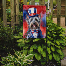 Load image into Gallery viewer, Skye Terrier Patriotic American Garden Flag – Dog in Uncle Sam Hat | Red, White &amp; Blue Outdoor Decor