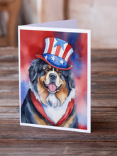 Load image into Gallery viewer, Tibetan Mastiff Patriotic American Greeting Cards - Blank Note Cards – 8-Pack of Artist-Designed Cards with Envelopes