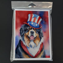 Load image into Gallery viewer, Tibetan Mastiff Patriotic American Greeting Cards - Blank Note Cards – 8-Pack of Artist-Designed Cards with Envelopes