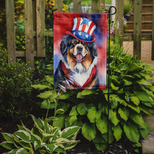 Load image into Gallery viewer, Tibetan Mastiff Patriotic American Garden Flag – Dog in Uncle Sam Hat | Red, White &amp; Blue Outdoor Decor