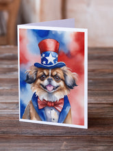 Load image into Gallery viewer, Tibetan Spaniel Patriotic American Greeting Cards - Blank Note Cards – 8-Pack of Artist-Designed Cards with Envelopes