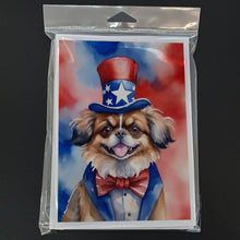 Load image into Gallery viewer, Tibetan Spaniel Patriotic American Greeting Cards - Blank Note Cards – 8-Pack of Artist-Designed Cards with Envelopes