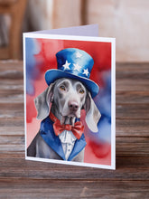 Load image into Gallery viewer, Weimaraner Patriotic American Greeting Cards - Blank Note Cards – 8-Pack of Artist-Designed Cards with Envelopes