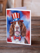 Load image into Gallery viewer, Welsh Springer Spaniel Patriotic American Greeting Cards - Blank Note Cards – 8-Pack of Artist-Designed Cards with Envelopes