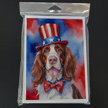 Load image into Gallery viewer, Welsh Springer Spaniel Patriotic American Greeting Cards - Blank Note Cards – 8-Pack of Artist-Designed Cards with Envelopes