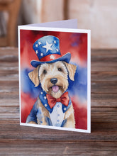 Load image into Gallery viewer, Wheaten Terrier Patriotic American Greeting Cards - Blank Note Cards – 8-Pack of Artist-Designed Cards with Envelopes