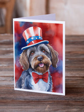 Load image into Gallery viewer, Wirehaired Pointing Griffon Patriotic American Greeting Cards - Blank Note Cards – 8-Pack of Artist-Designed Cards with Envelopes