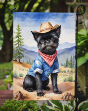 Load image into Gallery viewer, Affenpinscher Cowboy Welcome Garden Flag – Western Dog Yard Decor with Mountain Landscape