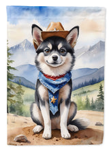 Load image into Gallery viewer, Alaskan Klee Kai Cowboy Welcome House Flag