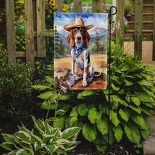Load image into Gallery viewer, American English Coonhound Cowboy Welcome Garden Flag – Western Dog Yard Decor with Mountain Landscape