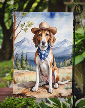 Load image into Gallery viewer, American Foxhound Cowboy Welcome Garden Flag – Western Dog Yard Decor with Mountain Landscape