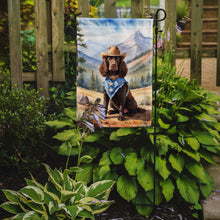 Load image into Gallery viewer, American Water Spaniel Cowboy Welcome Garden Flag – Western Dog Yard Decor with Mountain Landscape