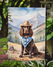 Load image into Gallery viewer, American Water Spaniel Cowboy Welcome Garden Flag – Western Dog Yard Decor with Mountain Landscape