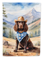 Load image into Gallery viewer, American Water Spaniel Cowboy Welcome Garden Flag – Western Dog Yard Decor with Mountain Landscape