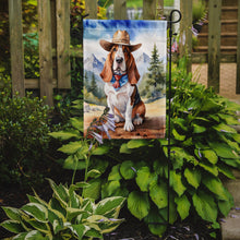 Load image into Gallery viewer, Basset Hound Cowboy Welcome Garden Flag – Western Dog Yard Decor with Mountain Landscape