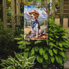 Load image into Gallery viewer, Beagle Cowboy Welcome Garden Flag – Western Dog Yard Decor with Mountain Landscape