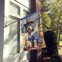 Load image into Gallery viewer, Bergamasco Sheepdog Cowboy Welcome House Flag