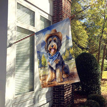 Load image into Gallery viewer, Bernedoodle Cowboy Welcome House Flag