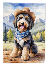 Load image into Gallery viewer, Bernedoodle Cowboy Welcome House Flag