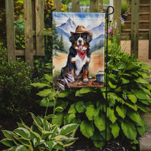 Load image into Gallery viewer, Bernese Mountain Dog Cowboy Welcome Garden Flag – Western Dog Yard Decor with Mountain Landscape