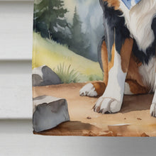 Load image into Gallery viewer, Bernese Mountain Dog Cowboy Welcome House Flag