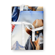 Load image into Gallery viewer, Black and Tan Coonhound Cowboy Welcome Apron – Artist-Designed Kitchen, BBQ &amp; Craft Apron