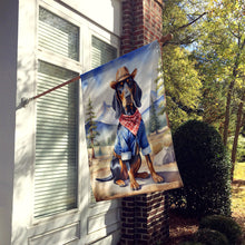 Load image into Gallery viewer, Black and Tan Coonhound Cowboy Welcome House Flag