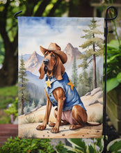 Load image into Gallery viewer, Bloodhound Cowboy Welcome Garden Flag – Western Dog Yard Decor with Mountain Landscape
