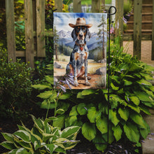 Load image into Gallery viewer, Bluetick Coonhound Cowboy Welcome Garden Flag – Western Dog Yard Decor with Mountain Landscape