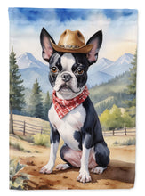 Load image into Gallery viewer, Boston Terrier Cowboy Welcome House Flag