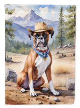 Load image into Gallery viewer, Boxer Cowboy Welcome Garden Flag – Western Dog Yard Decor with Mountain Landscape