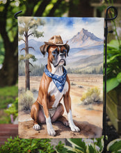 Load image into Gallery viewer, Boxer Cowboy Welcome Garden Flag – Western Dog Yard Decor with Mountain Landscape