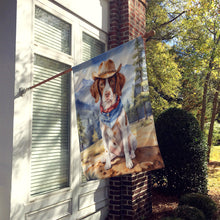 Load image into Gallery viewer, Brittany Spaniel Cowboy Welcome House Flag