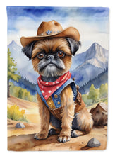 Load image into Gallery viewer, Brussels Griffon Cowboy Welcome Garden Flag – Western Dog Yard Decor with Mountain Landscape