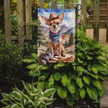 Load image into Gallery viewer, Chihuahua Cowboy Welcome Garden Flag – Western Dog Yard Decor with Mountain Landscape
