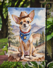 Load image into Gallery viewer, Chihuahua Cowboy Welcome Garden Flag – Western Dog Yard Decor with Mountain Landscape