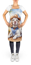Load image into Gallery viewer, Clumber Spaniel Cowboy Welcome Apron – Artist-Designed Kitchen, BBQ &amp; Craft Apron